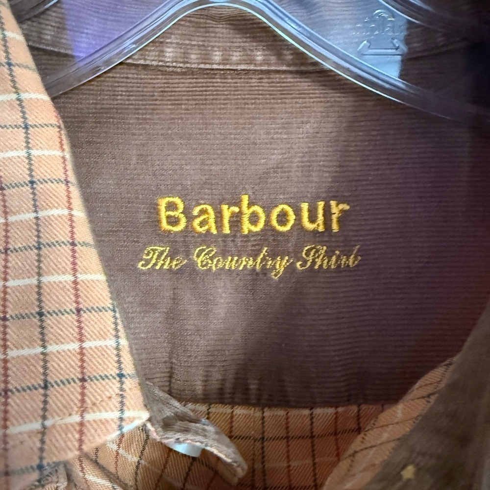 Barbour The Country Shirt Orange Brown Plaid Button Down XL - Picture 2 of 4